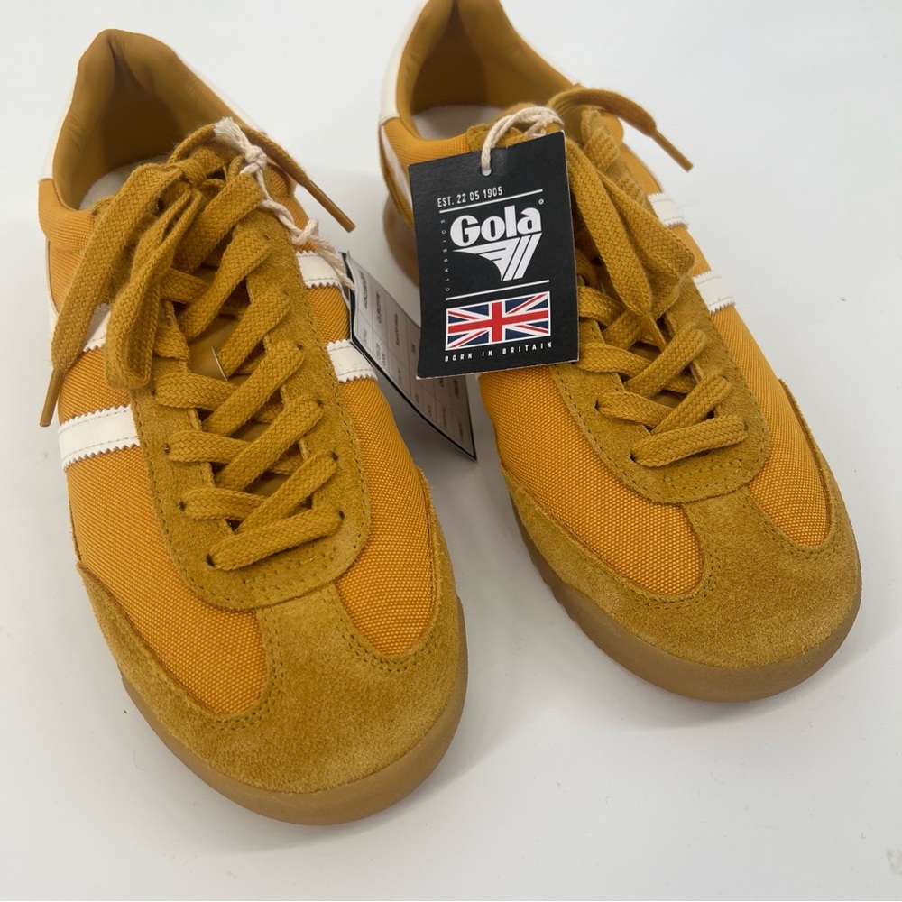 Gola Elan Yellow White Suede Colorful Lace Up Low Top Casual Sneakers 9 SAMPLE - Picture 4 of 9